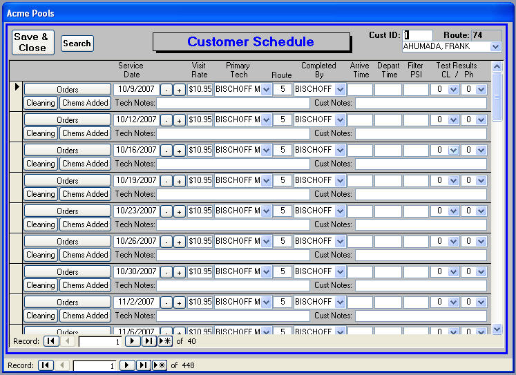 MS Access sample screen 3